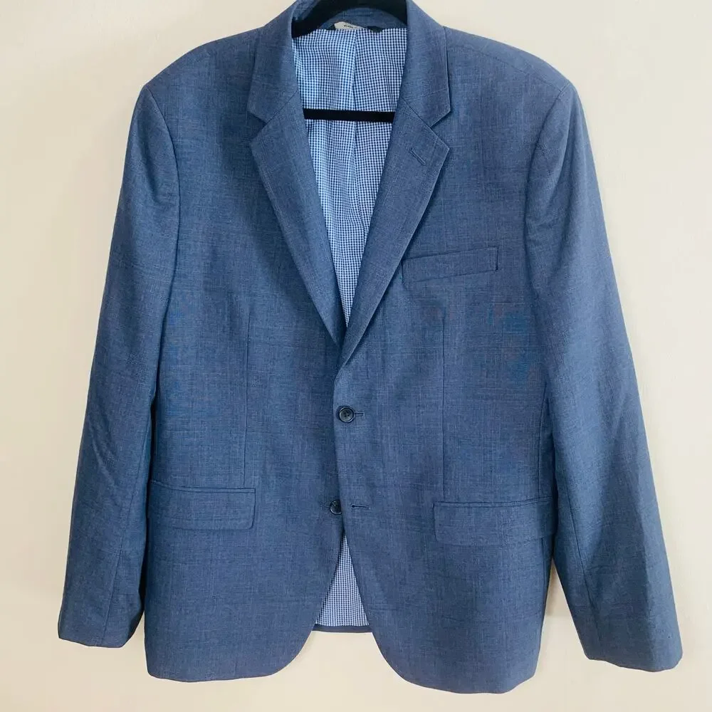 Banana Republic Tailored Slim Fit Blue Sport Coat Blazer 44R & Pants 34x32 Suit